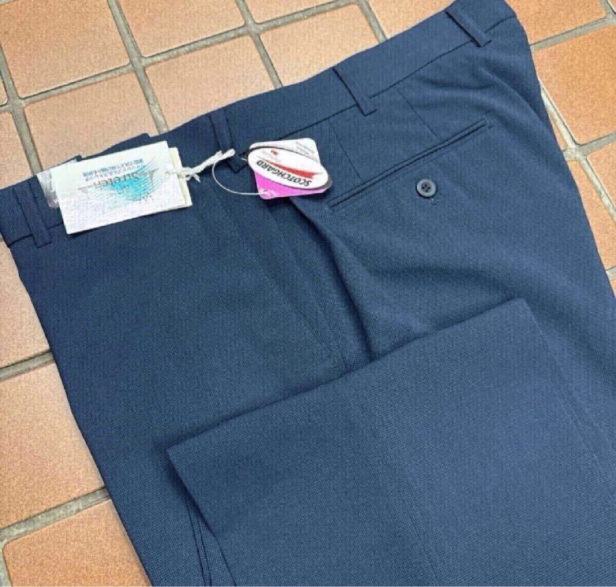 新品☆未使用 W100cm ネイビー系 艶感 メンズパンツ ゴルフパンツ カジュアル メンズスラックス ゴルフウェア GOLF ウォッシャブル 春夏