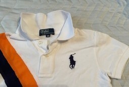 ラルフローレン★半袖ポロシャツ★100★白★オレンジ?紺★胸紺マーク刺繍★半袖シャツ