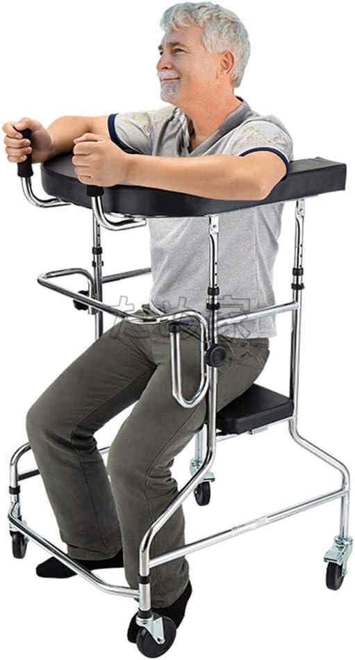 介護 歩行器 リハビリ 高さ調整 ブレーキ付き 歩行補助 折り畳み コンパクト 組み立て 簡単 座面付 キャスター付き(U字型四輪)_画像1