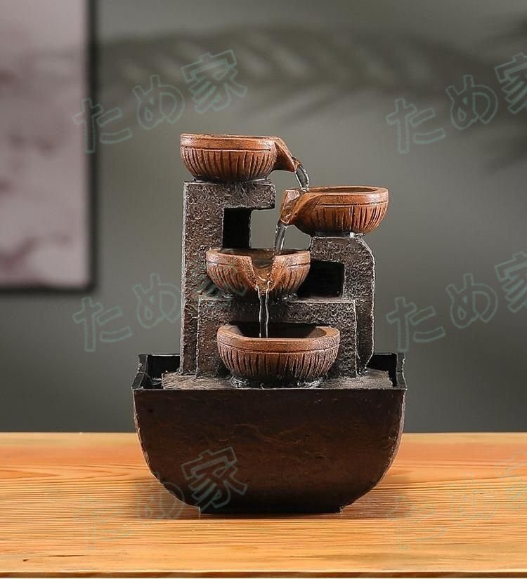 美品 置物玄関 リビング 風(fēng)水グッズ 飾り 樹(shù)脂制 縁起物 運(yùn)気UP インテリア 幸運(yùn) 招財(cái) 昇運(yùn) 勝運(yùn) 繁栄 自動(dòng)流水 水を循環(huán)し テーブルの置物
