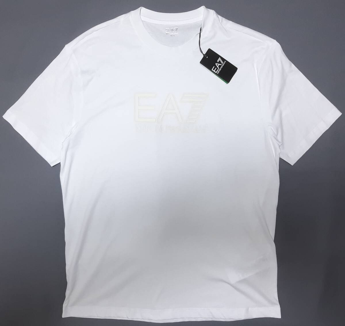 [新品] EA7/EMPORIO ARMANI　ラバー素材ロゴ入り【メンズ?ジャージ半袖Tシャツ】◆2024-25年秋冬モデル　サイズ：XL(52相當)　◆色：白