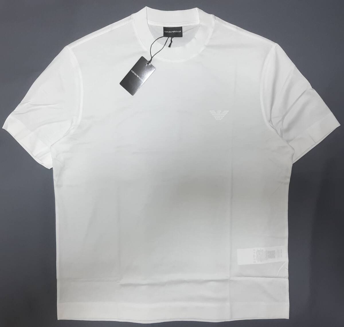 [新品]EMPORIO ARMANI　フロッキーイーグル入り【メンズ?ジャージ半袖Tシャツ】◆2024-25年秋冬モデル　サイズ：XL(52相當)　◆色：白