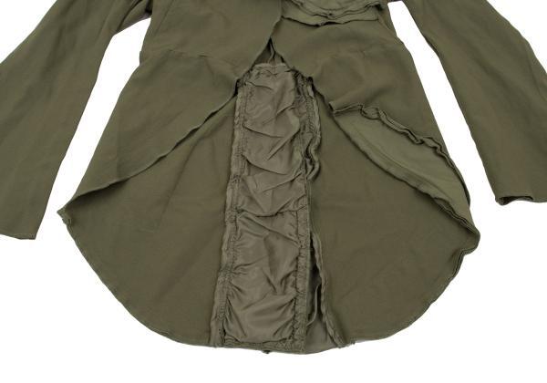 コムデギャルソンCOMME des GARCONS ポリ異素材切替ボタンレスジャケット カーキS