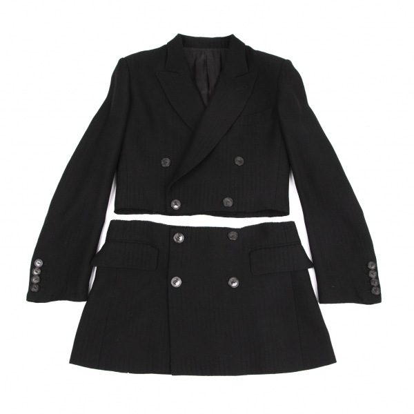 ジャンポールゴルチエ ファムJean Paul GAULTIER FEMME 途切れストライプカットオフダブルジャケット 黒40