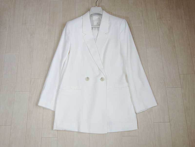 新品 エイチ＆エム H & M オーバーサイズ ダブルブレスト サマージャケット XS / ホワイト