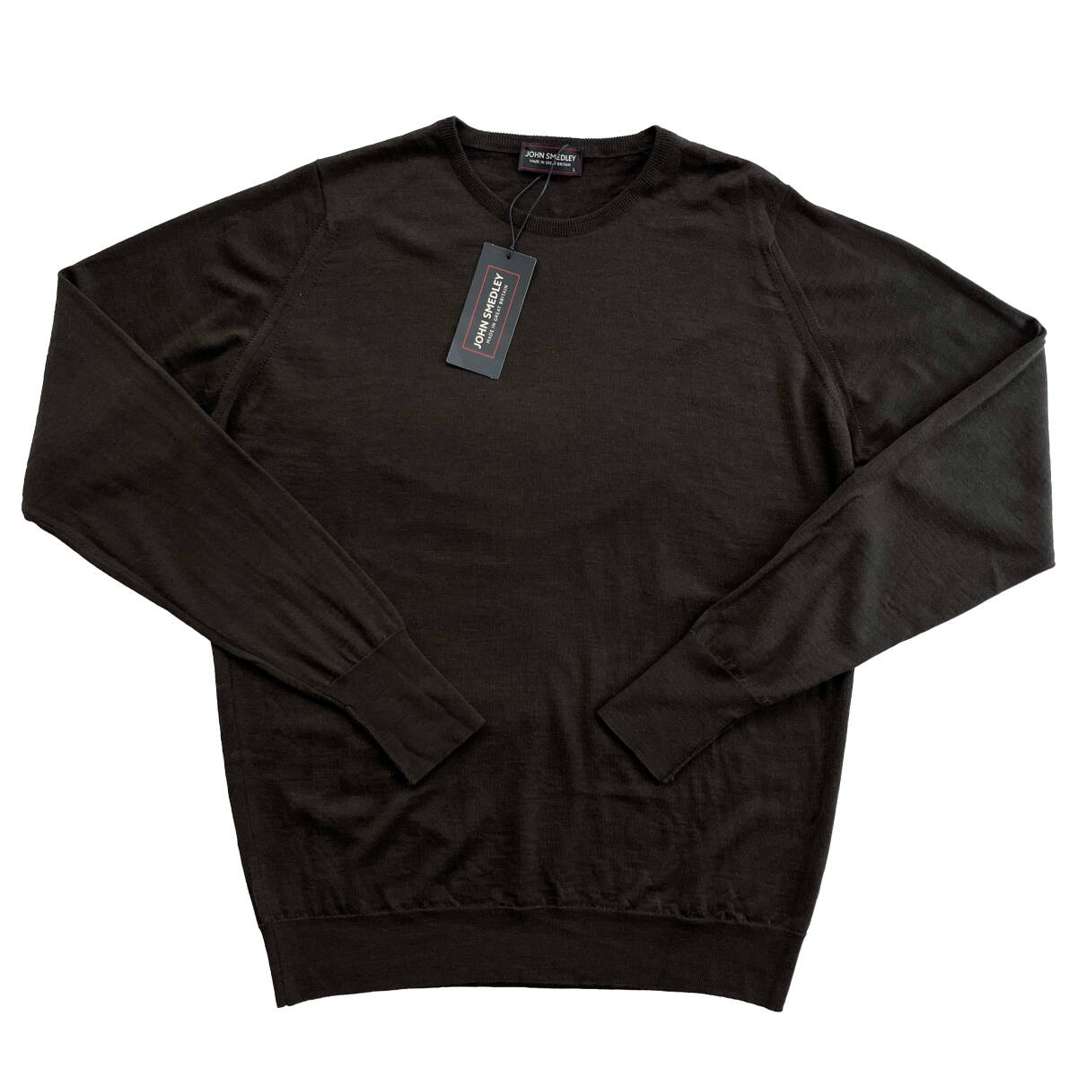 【新品】JOHN SMEDLEY クルーネックニット L ジョンスメドレー A3506 ウール BITTER CHOCOLATE