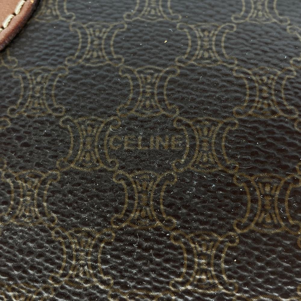 CELINE セリーヌ M17 1 ハンドバッグ PVC マカダム柄 レザー ゴールド金具 ブラウン 茶色 レディース メンズ シンプル