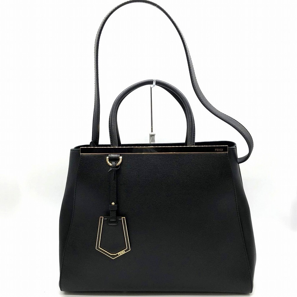 FENDI フェンディ 8BH250 トゥージュール 大きめA4入る ハンドバッグ ショルダーバッグ 2WAY レザー ブラック 黒 ゴールド金具 レディース