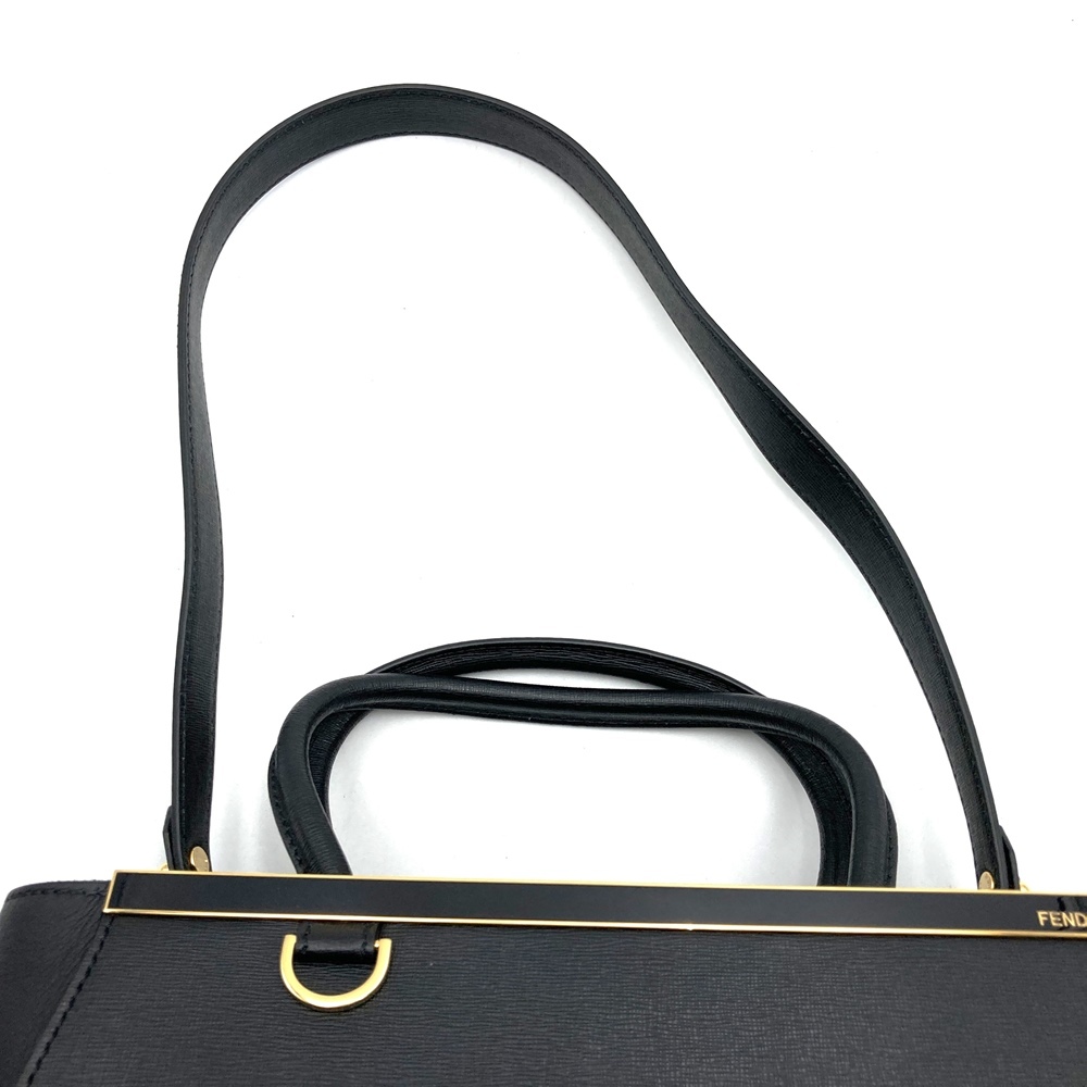 FENDI フェンディ 8BH250 トゥージュール 大きめA4入る ハンドバッグ ショルダーバッグ 2WAY レザー ブラック 黒 ゴールド金具 レディース