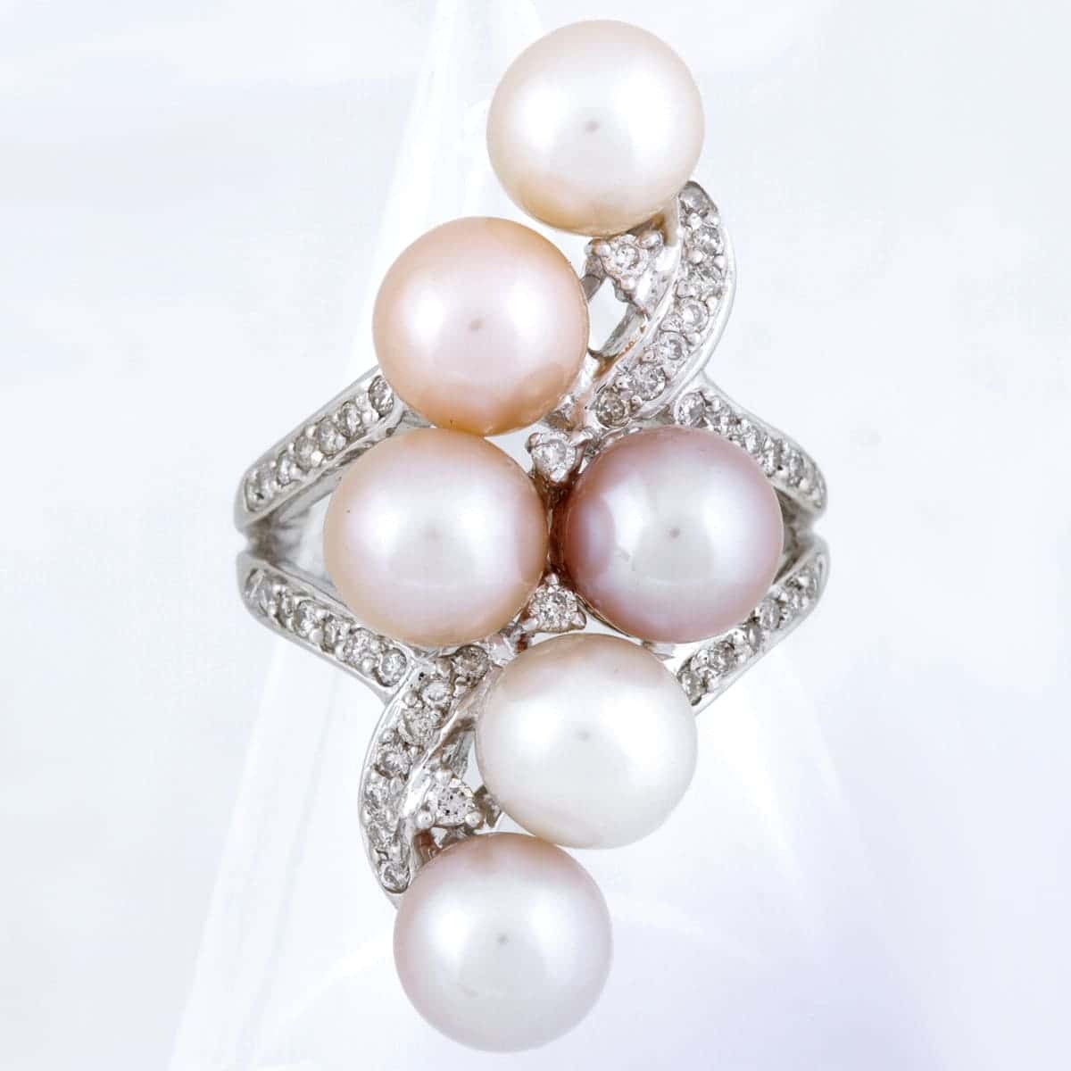 美品『USED』 K18/パール リング?指輪 ダイヤモンド 0.40ct 9.9g 9.5號(hào) 淡水パール