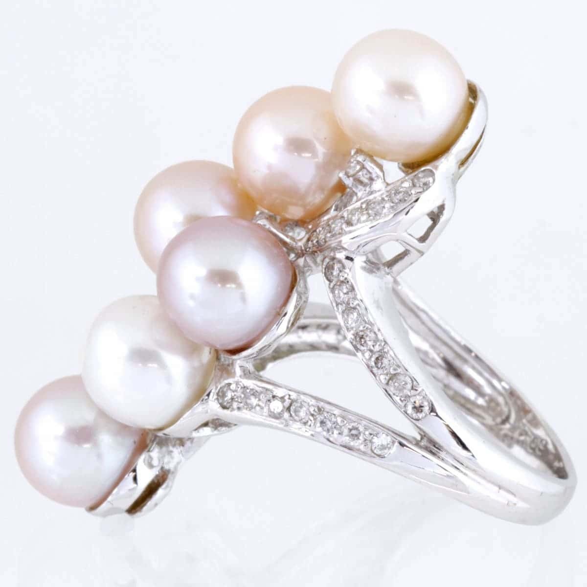 美品『USED』 K18/パール リング?指輪 ダイヤモンド 0.40ct 9.9g 9.5號(hào) 淡水パール