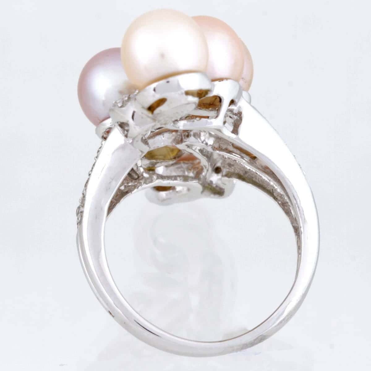 美品『USED』 K18/パール リング?指輪 ダイヤモンド 0.40ct 9.9g 9.5號(hào) 淡水パール