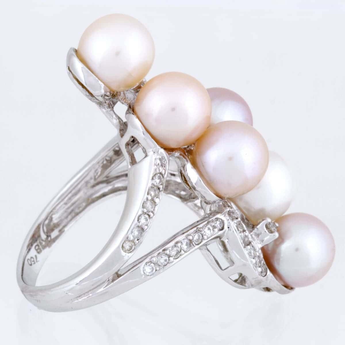 美品『USED』 K18/パール リング?指輪 ダイヤモンド 0.40ct 9.9g 9.5號(hào) 淡水パール