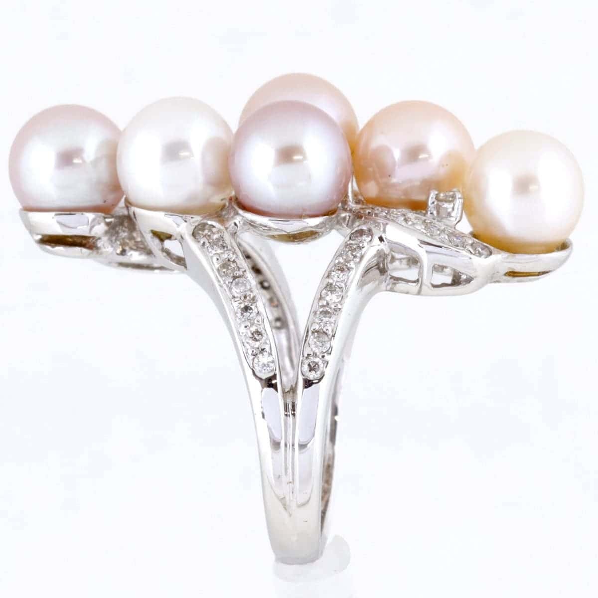 美品『USED』 K18/パール リング?指輪 ダイヤモンド 0.40ct 9.9g 9.5號(hào) 淡水パール
