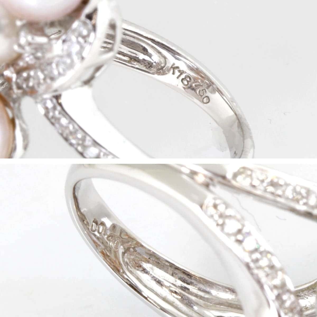 美品『USED』 K18/パール リング?指輪 ダイヤモンド 0.40ct 9.9g 9.5號(hào) 淡水パール