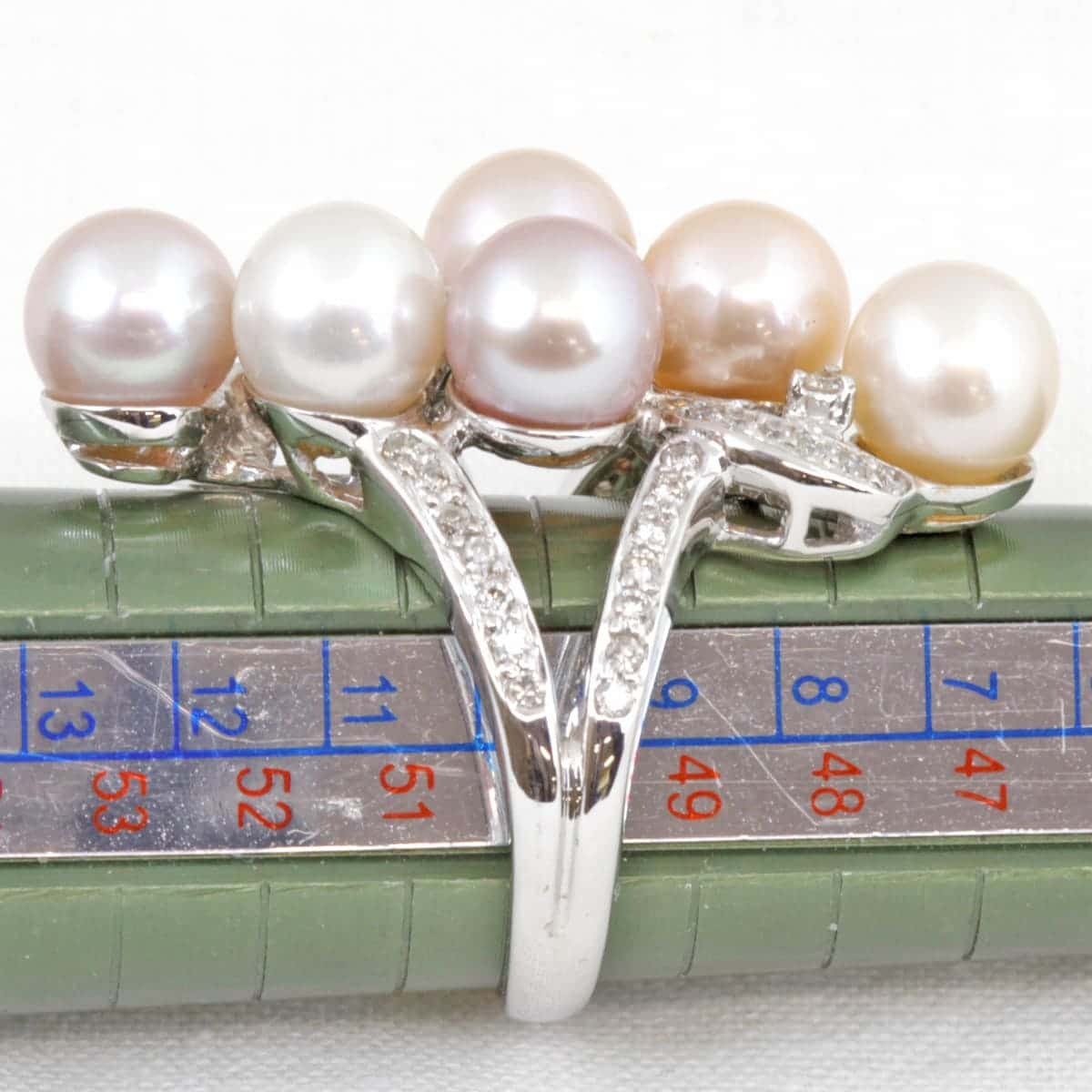 美品『USED』 K18/パール リング?指輪 ダイヤモンド 0.40ct 9.9g 9.5號(hào) 淡水パール