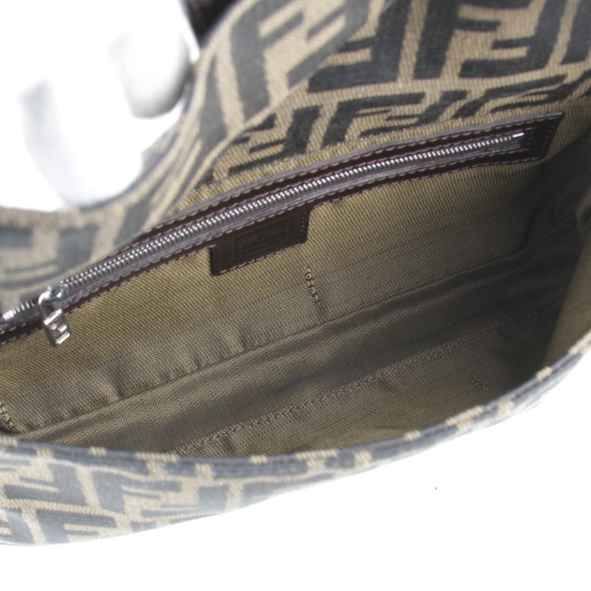  прекрасный товар [USED]FENDI Fendi Zucca man ma ковш one сумка на плечо сумка на плечо оттенок коричневого парусина женский 