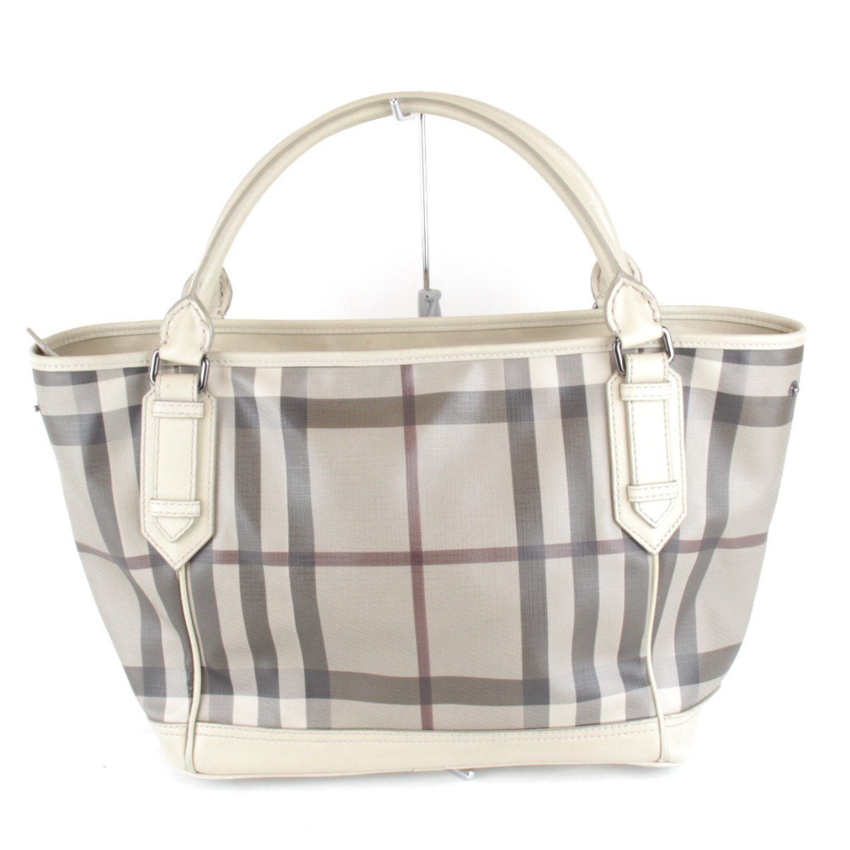 『USED』 BURBERRY バーバリー 3690425 ハンドバッグ ベージュ PVC チェック柄 トートバッグ レディース