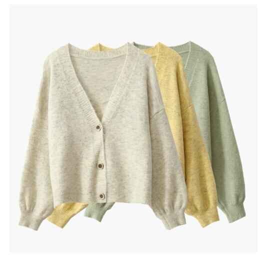 秋冬レディースニット ニットカーディガン セーター フリー グレー