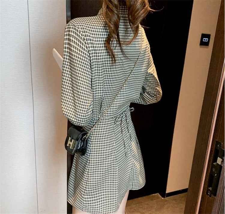 ワンピース ミニスカート丈 ハイウエスト sweet系 カジュアル Aライン 上著 スカート L チェック柄