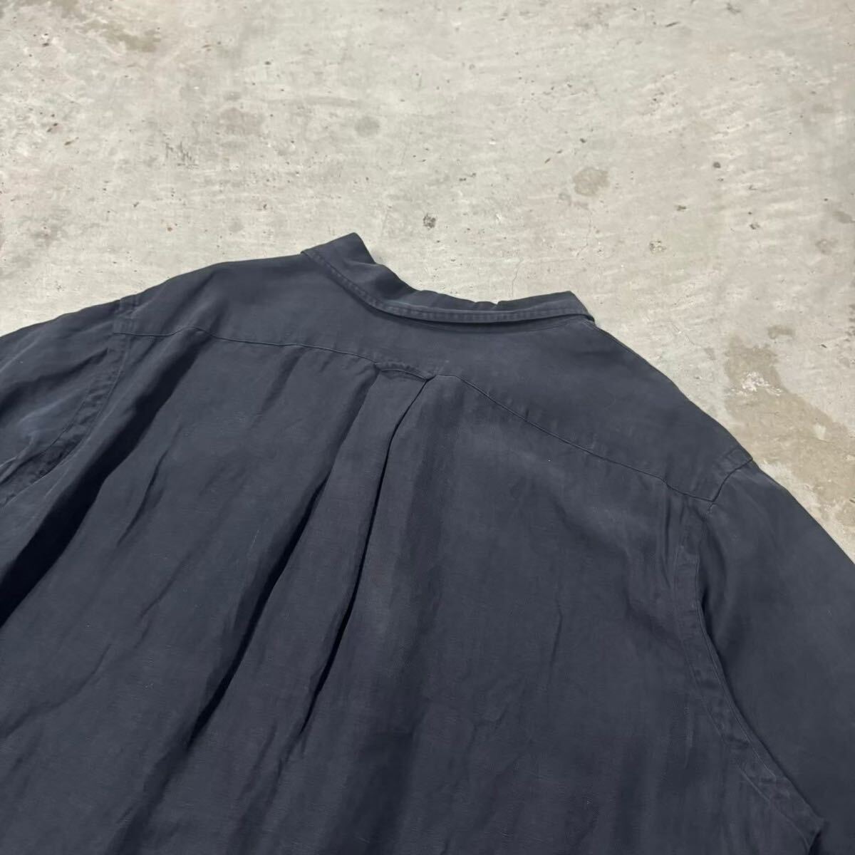 希少 90s Polo Ralph Lauren リネン シルク 半袖シャツ オープンカラー 開襟 ヴィンテージ ブラック 黒 COLDWEL HBT ヘリンボーン XL