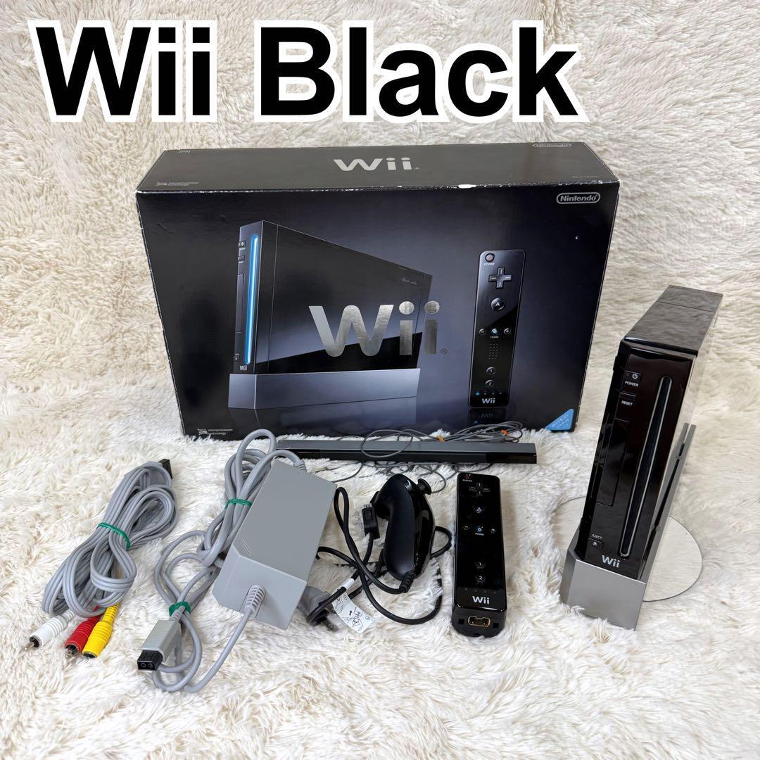 2024セール Wii 動作品 本体 セット コントローラー 箱付き ブラック Wii本体