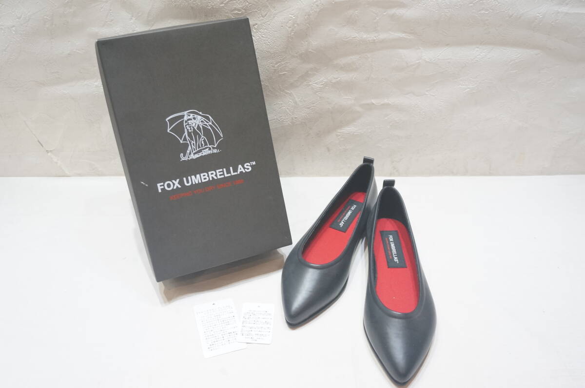 【OR22A】FOX UMBRELLAS レインシューズ レインパンプス 黒 UK5 24.0cm AW23-07W ブラック_画像1