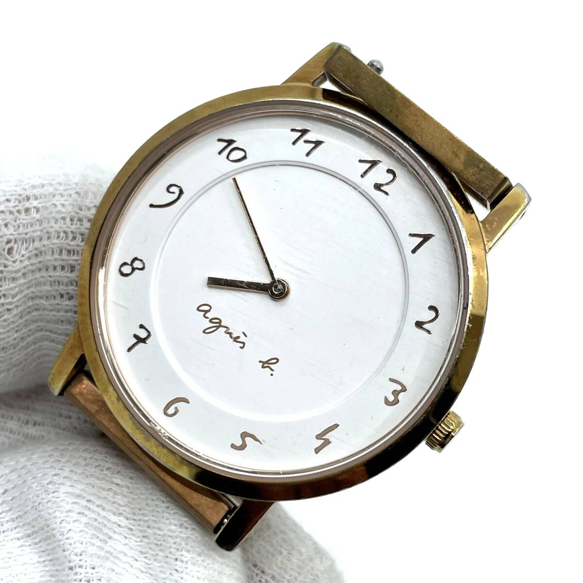 電池切れ】agnes b アニエスベー クォーツ 腕時計 白文字盤 2針