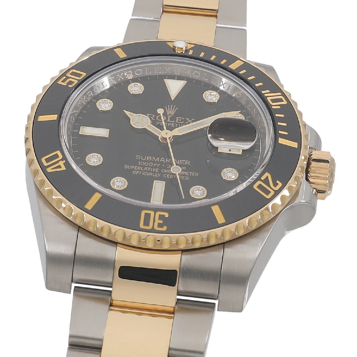 [中古]ロレックス サブマリーナー デイト 116613GLN ブラック×8Pダイヤ メンズ 送料無(wú)料 腕時(shí)計(jì)