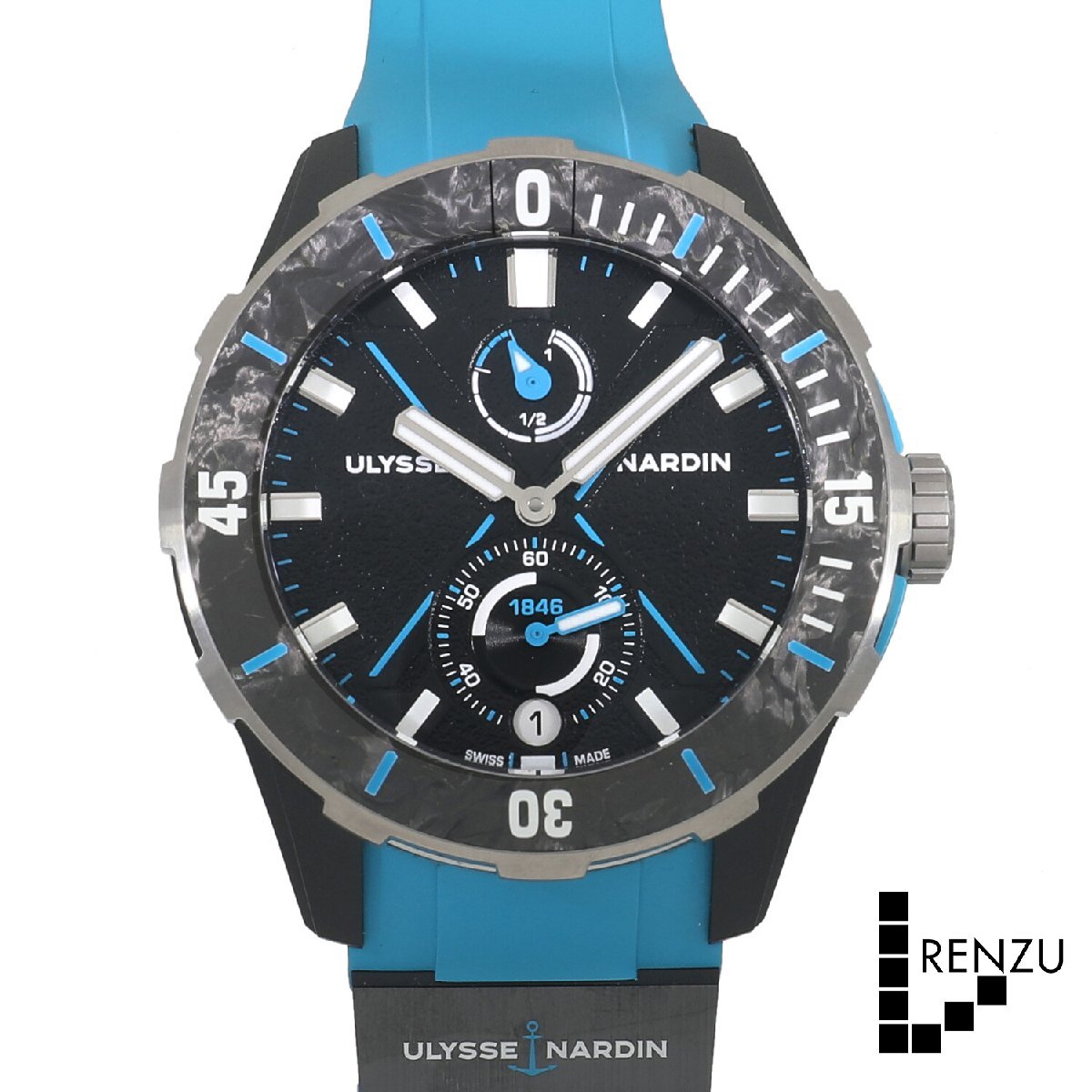 [中古]ユリスナルダン ダイバー ネット アズール 44MM 1183-170-2B/3A ブラック メンズ 送料無(wú)料 腕時(shí)計(jì)