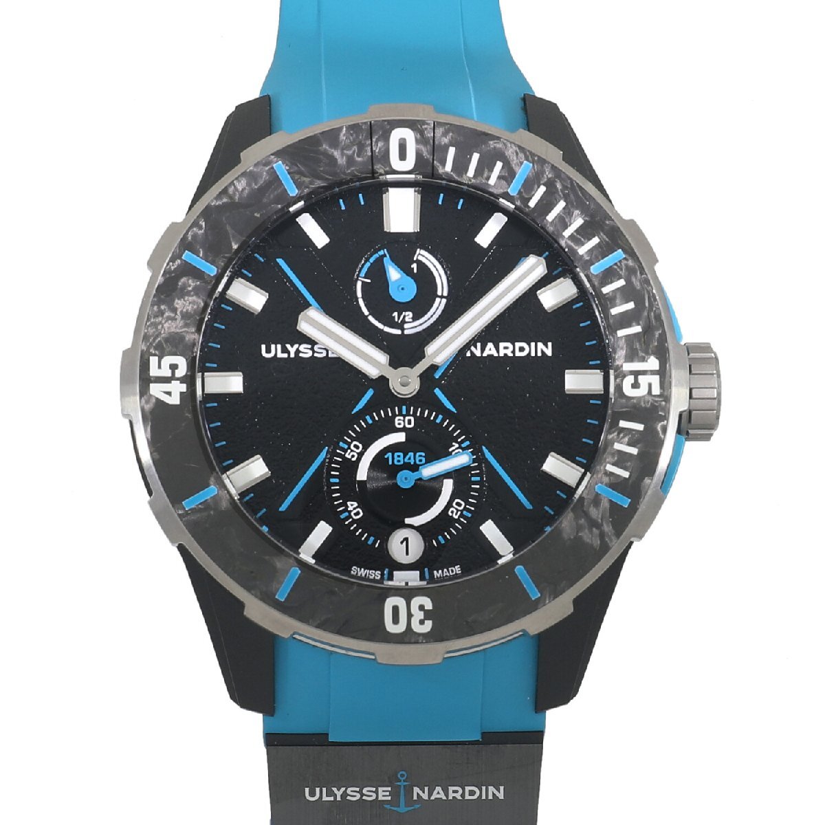 [中古]ユリスナルダン ダイバー ネット アズール 44MM 1183-170-2B/3A ブラック メンズ 送料無(wú)料 腕時(shí)計(jì)