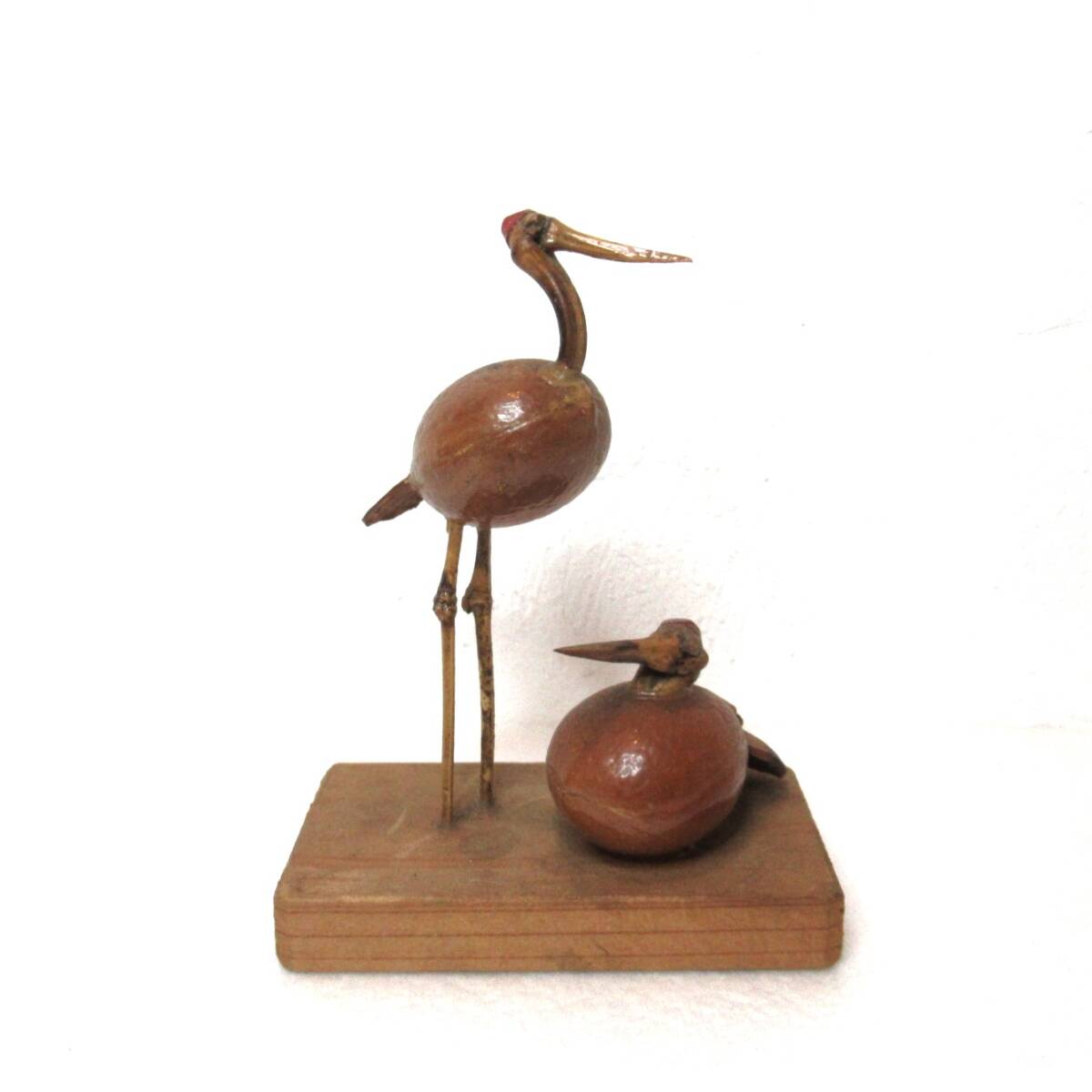 古い郷土玩具 湯ヶ島溫泉 落合樓『夫婦鶴』置物 / フォークアート / ヴィンテージ / 昭和 ★郷41