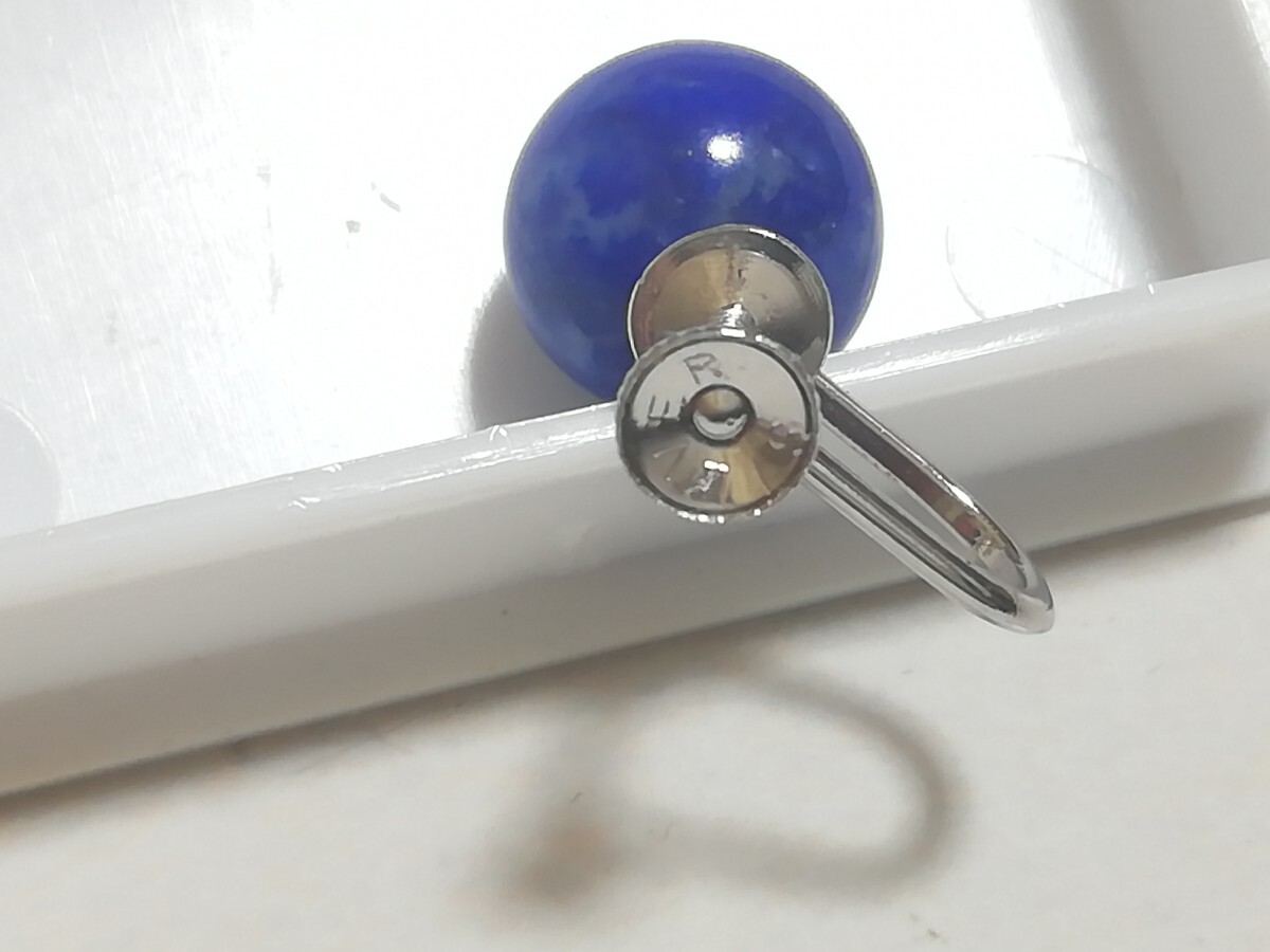 ハイグレード天然ラピスラズリ10mmシルバーイヤリング　11632_画像4