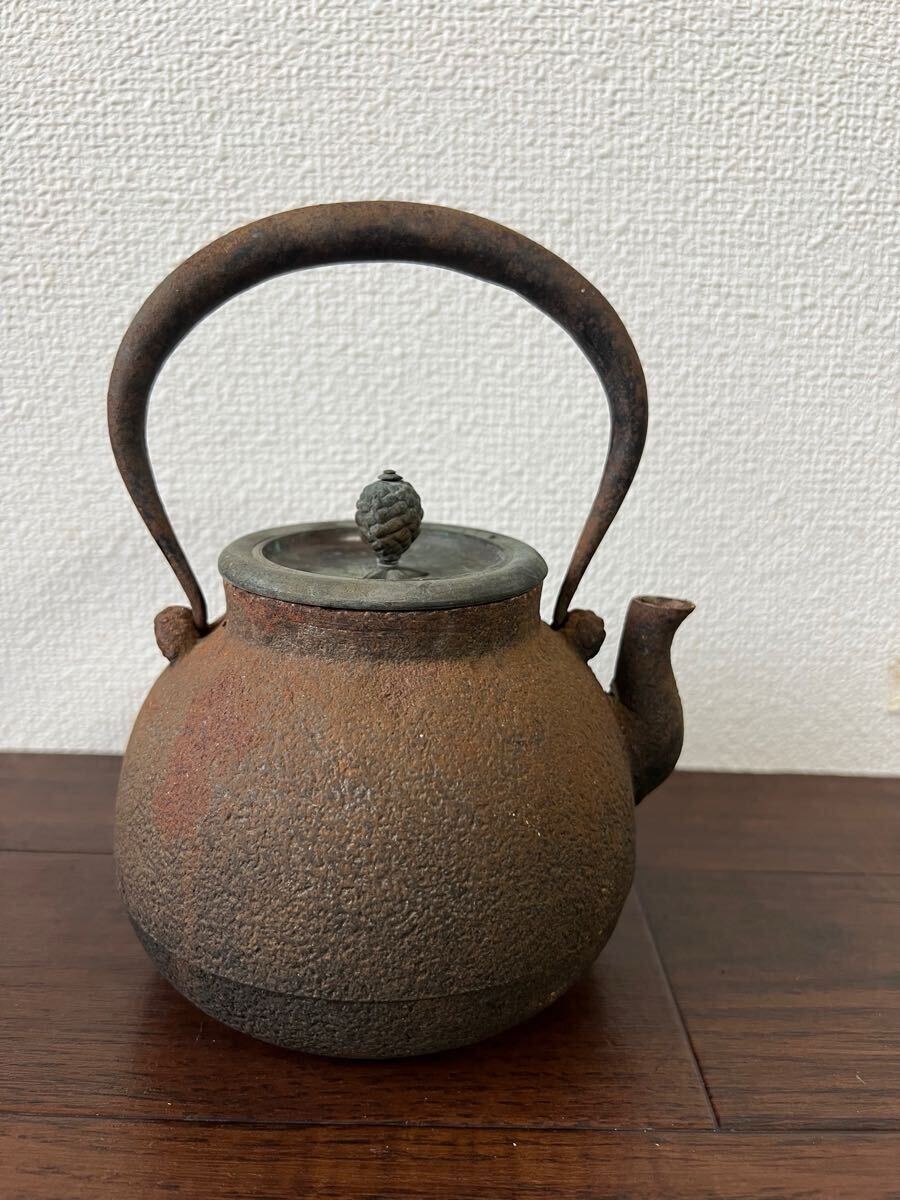 スーパーセール 50%(福袋 小鉄瓶 鉄瓶 鉄製 龍文堂 在銘 銅蓋 煎茶道具 茶器 茶道具 湯沸 鉄瓶
