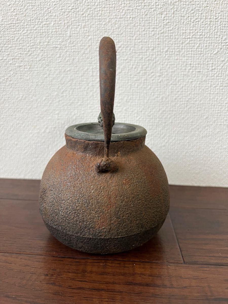 【送料無料/新品】 茶道具 湯沸 鉄製 小鉄瓶 鉄瓶 茶器 龍文堂 在銘 銅蓋 煎茶道具 鉄瓶
