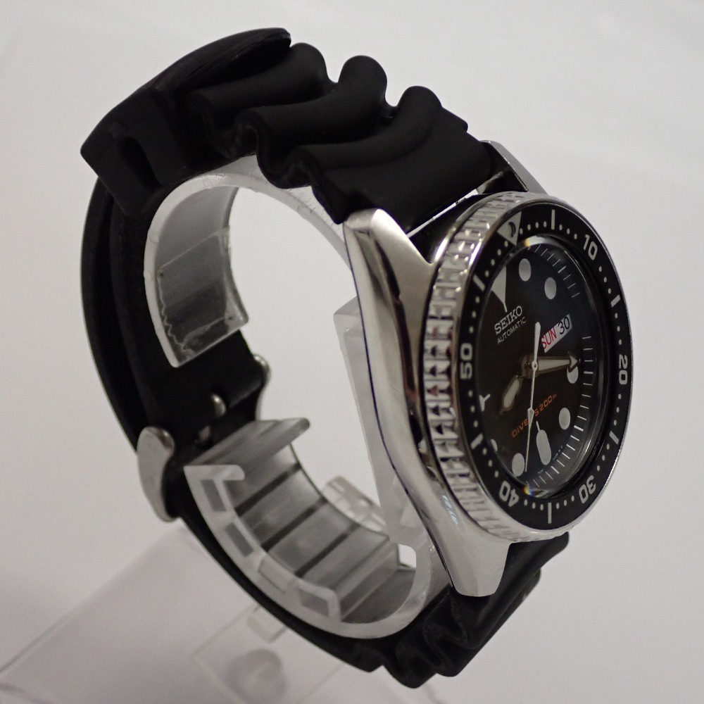 Th988081 セイコー 腕時計 ダイバーズ 200ｍ 7S26-0030 SKX013 自動巻 SS ラバー デイデイト ブラック文字盤 メンズ SEIKO 中古