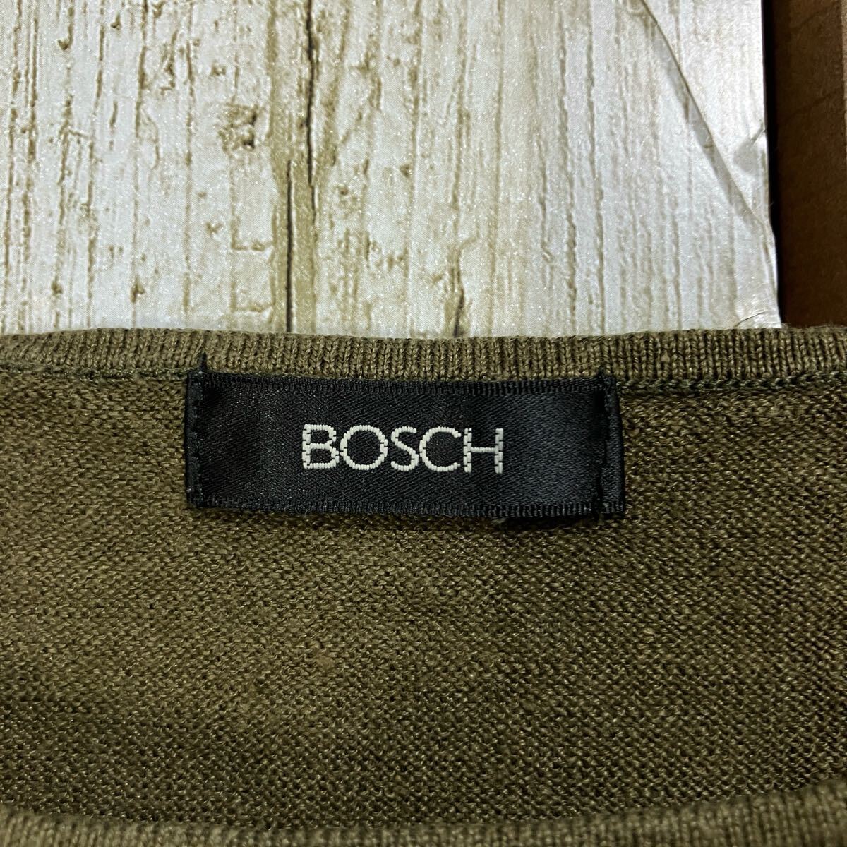 ☆BOSCH ボッシュ☆ニット 薄手 カットソー カーキ [38] M レディース 半袖 フレンチスリーブ ボートネック [送料無料☆匿名配送] I5083