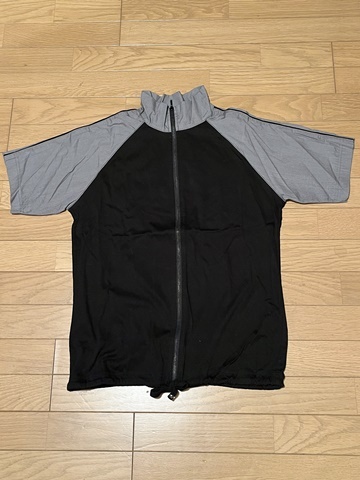 90s ジャンポールゴルチエ オム Jean Paul Gaultier HOMME 半袖 トラックジャケット カットソー 48 グレー 黒 ブラック Tシャツ オールド