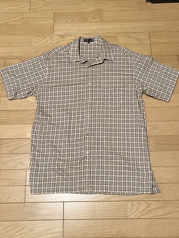 ダックス DAKS 半袖シャツ Lサイズ チェック柄 ベージュ 茶色 ブラウン チェック GOLF ゴルフ 日本制 MADE IN JAPAN