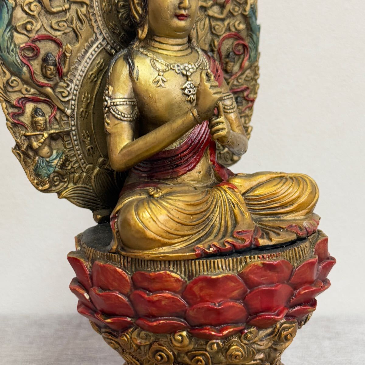 年代物 仏教美術　仏像　古銅製 仏教美術 仏像 時代物 色絵 銅製 来日如来