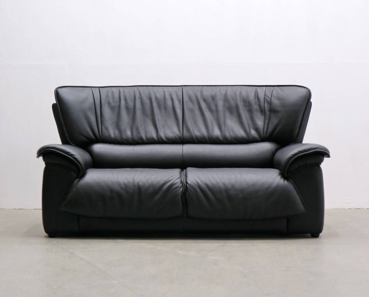 karimoku カリモク ZS94 シリーズ レザー 2P ソファ 本革 ブラック モダン 2シーター/PEK04002