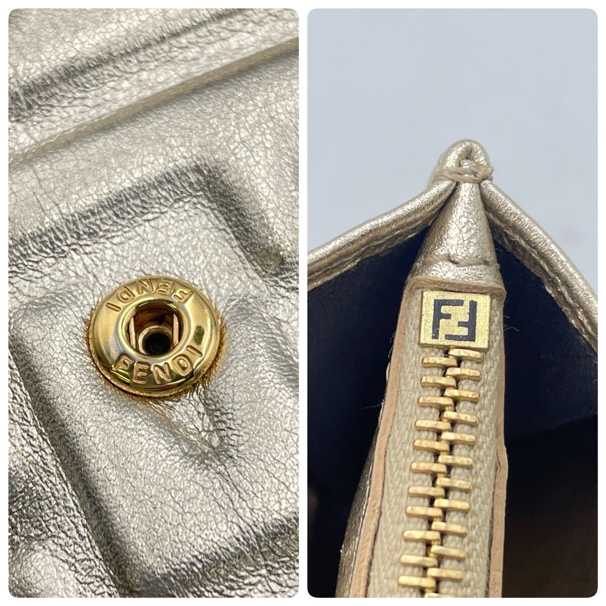 #【売り切り】FENDI ズッカ ロングウォレット ゴールドカラー 長(zhǎng)財(cái)布 フェンディ 二つ折り レディース メンズ ブランド財(cái)布