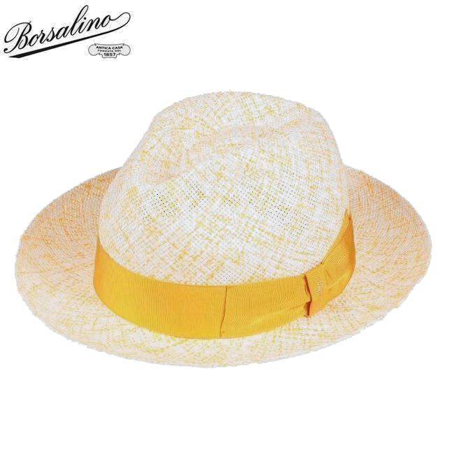 1円スタート！【４萬新品】Borsalino ボルサリーノ 中折れハット paper 1230 イエロー Mサイズ 本物