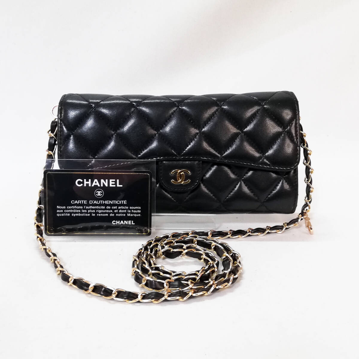 美品】CHANEL(シャネル)マトラッセ ラムスキン 長財布 美品】CHANEL(シャネル)マトラッセ ラムスキン 長財布