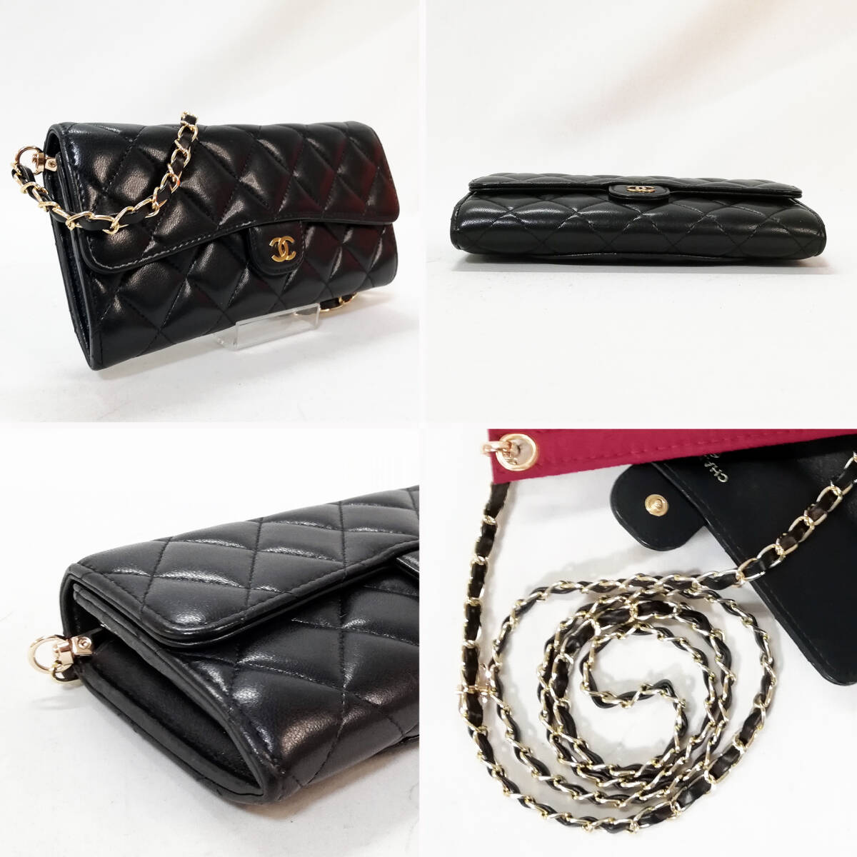 美品】CHANEL(シャネル)マトラッセ ラムスキン 長財布 美品】CHANEL(シャネル)マトラッセ ラムスキン 長財布