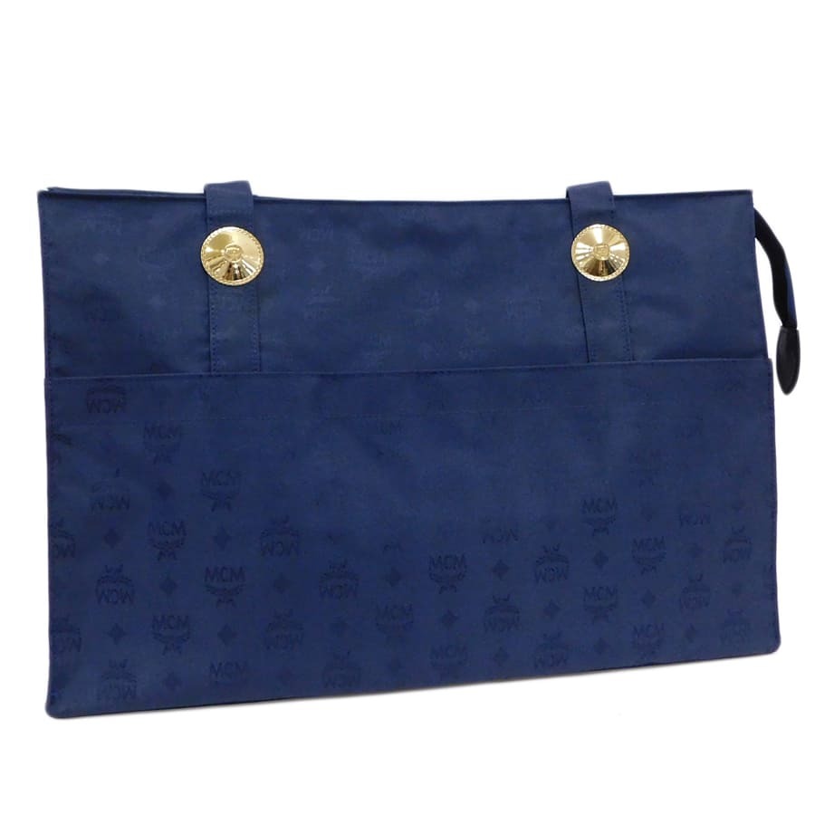 1円 ■ 極美品 エムシーエム トートバッグ ネイビー系 キャンバス お灑落 普段使い MCM ■E.Bgs.aT-30