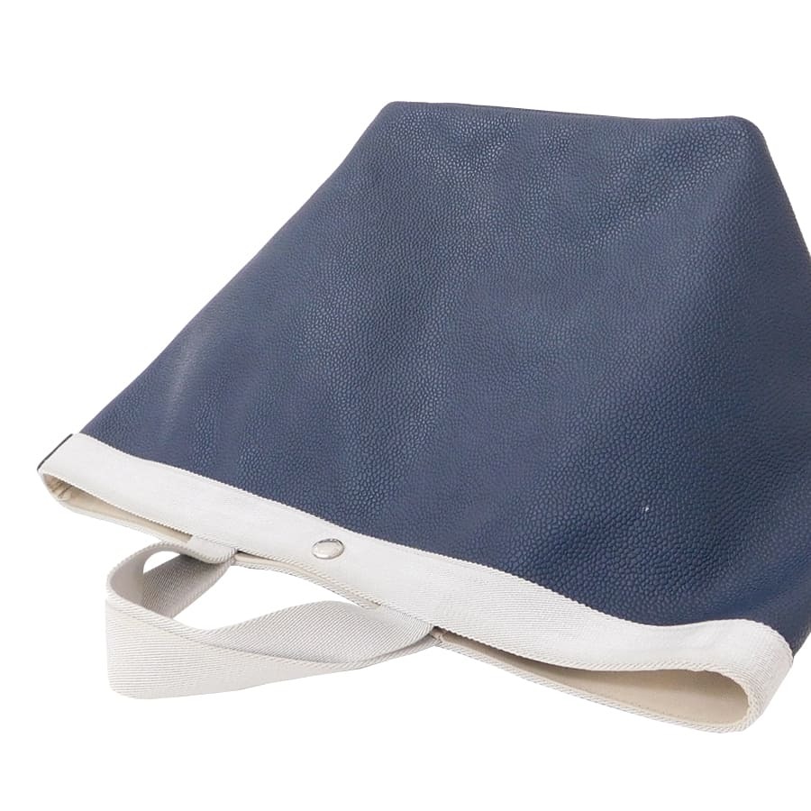 1円 ■ エルベシャプリエ トートバッグ ネイビー系×グレー系 PVC×レザー 大きめ HERVE CHAPELIER ■E.Cme.zE-02