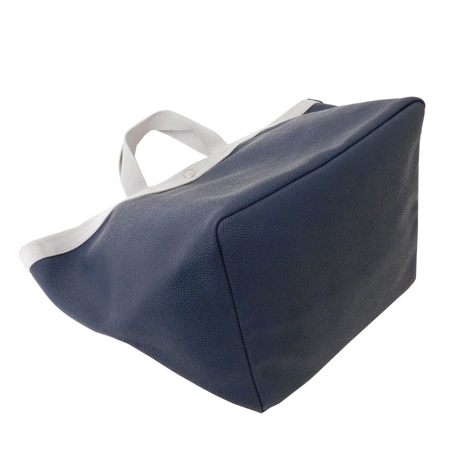 1円 ■ エルベシャプリエ トートバッグ ネイビー系×グレー系 PVC×レザー 大きめ HERVE CHAPELIER ■E.Cme.zE-02