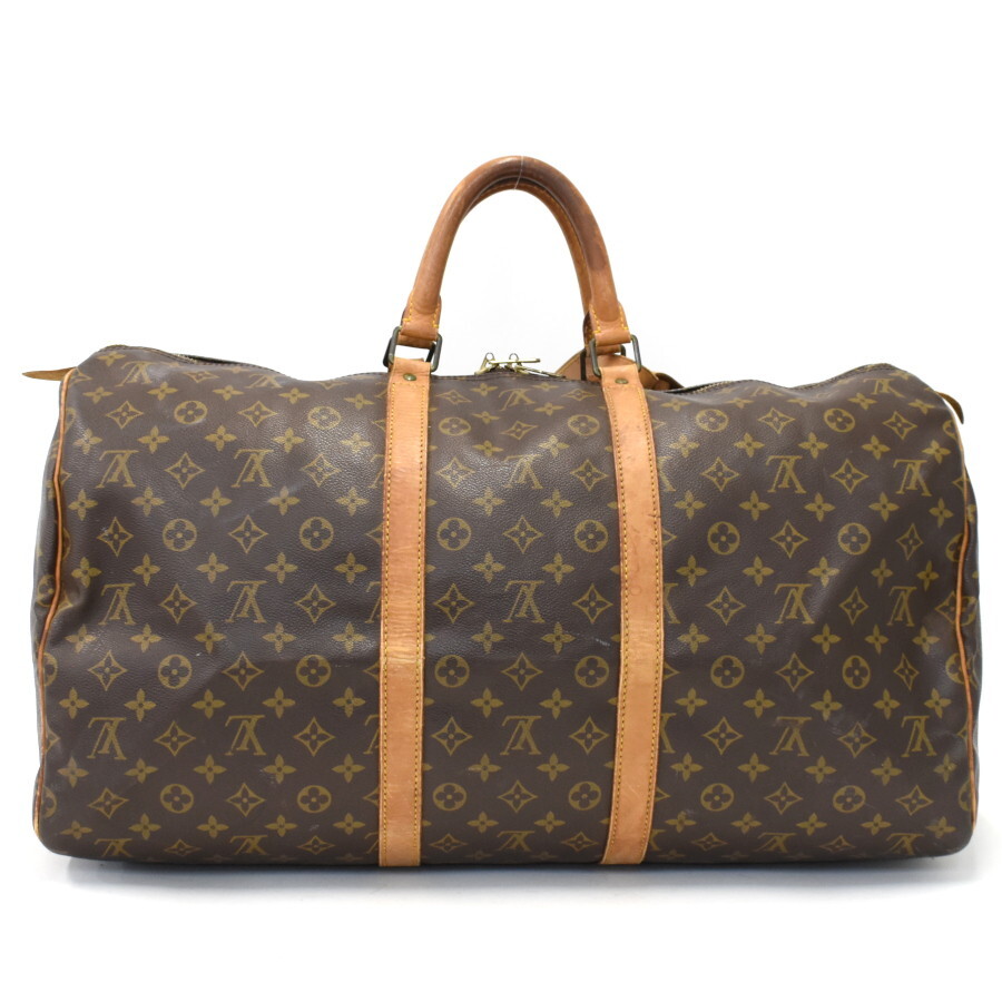 1円 ◆定価17萬 良品 LOUIS VUITTON ルイヴィトン トラベル ボストンバッグ キーポル50 M41426 モノグラム ブラウン◆E.Cmu.pD-07