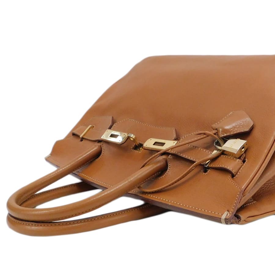 1円 ■ 美品 ハイクラス ハンドバッグ ブラウン系 レザー シンプル 無(wú)地 HIGH CLASS ■E.Csr.eC-30
